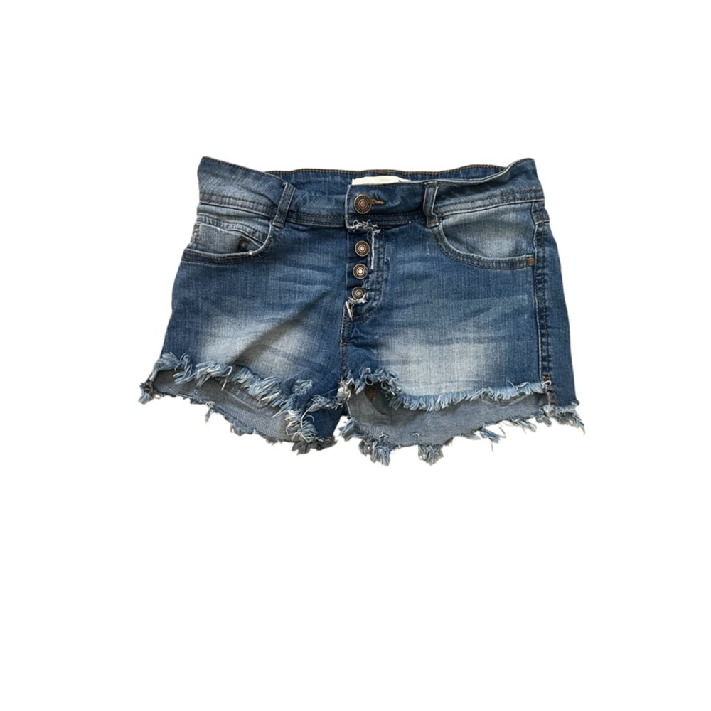 ARDENE Juniors Denim Jean Short 5 Distressed Cut Off Button Fly Short